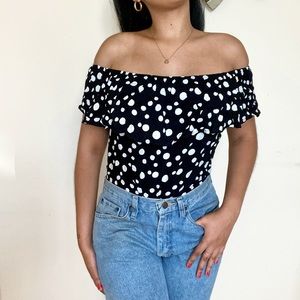 Polka Dot Off The Shoulder Top